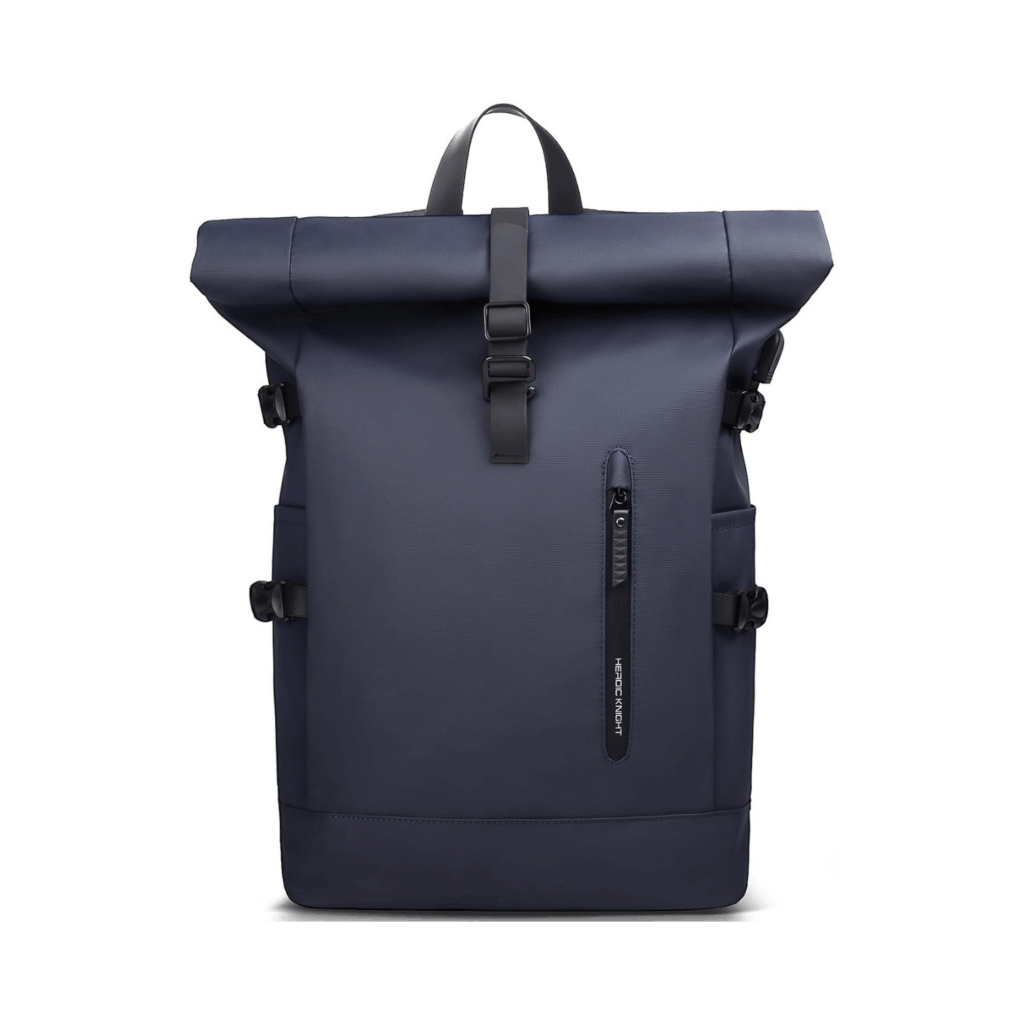 Rolltop Rucksack Damen Herren weiß dunkelblau