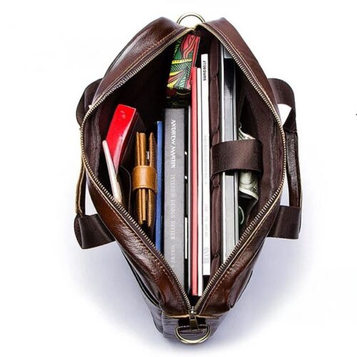 Echtleder Business Aktentasche 14-Zoll - Laptop sicher transportieren ohne Rückenschmerzen – Bild 4