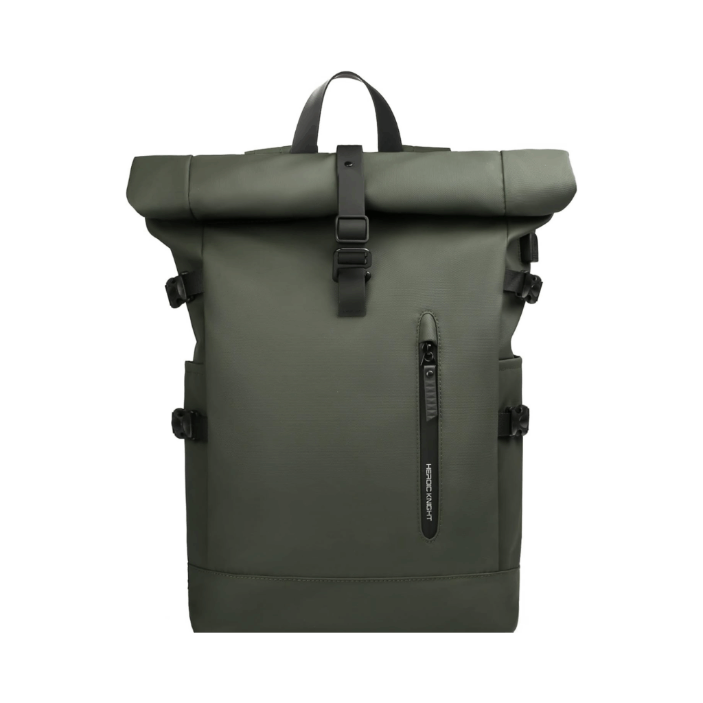 Rolltop Rucksack Damen Herren weiß grün