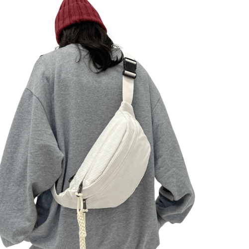 Bauchtasche cord Damen groß weiß hinten