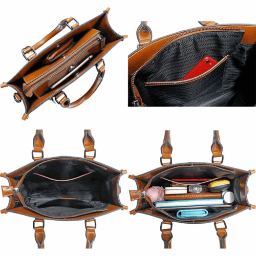 Ledertasche Damen, Handtasche Leder innen