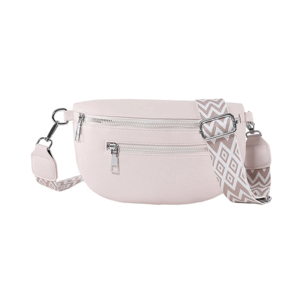 Bauchtasche damen, kleine Gürteltasche Damen Leder grau beige