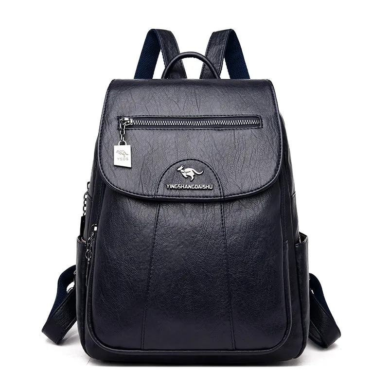 Lederrucksack Damen Elegant und modern dunkelblau