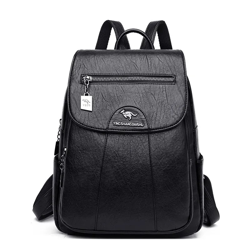 schwarz Lederrucksack Damen Elegant und modern