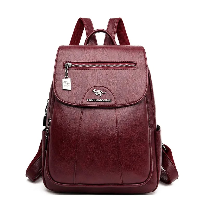 Lederrucksack Damen Elegant und modern weinrot