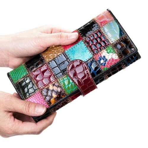 Ausgefallene Portemonnaie Geldbörse Damen Bunt, Damen Geldbörse Leder