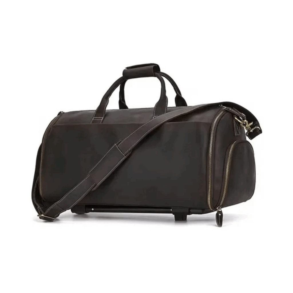 Leder Weekender Herren dunkelbraun mit Rollen