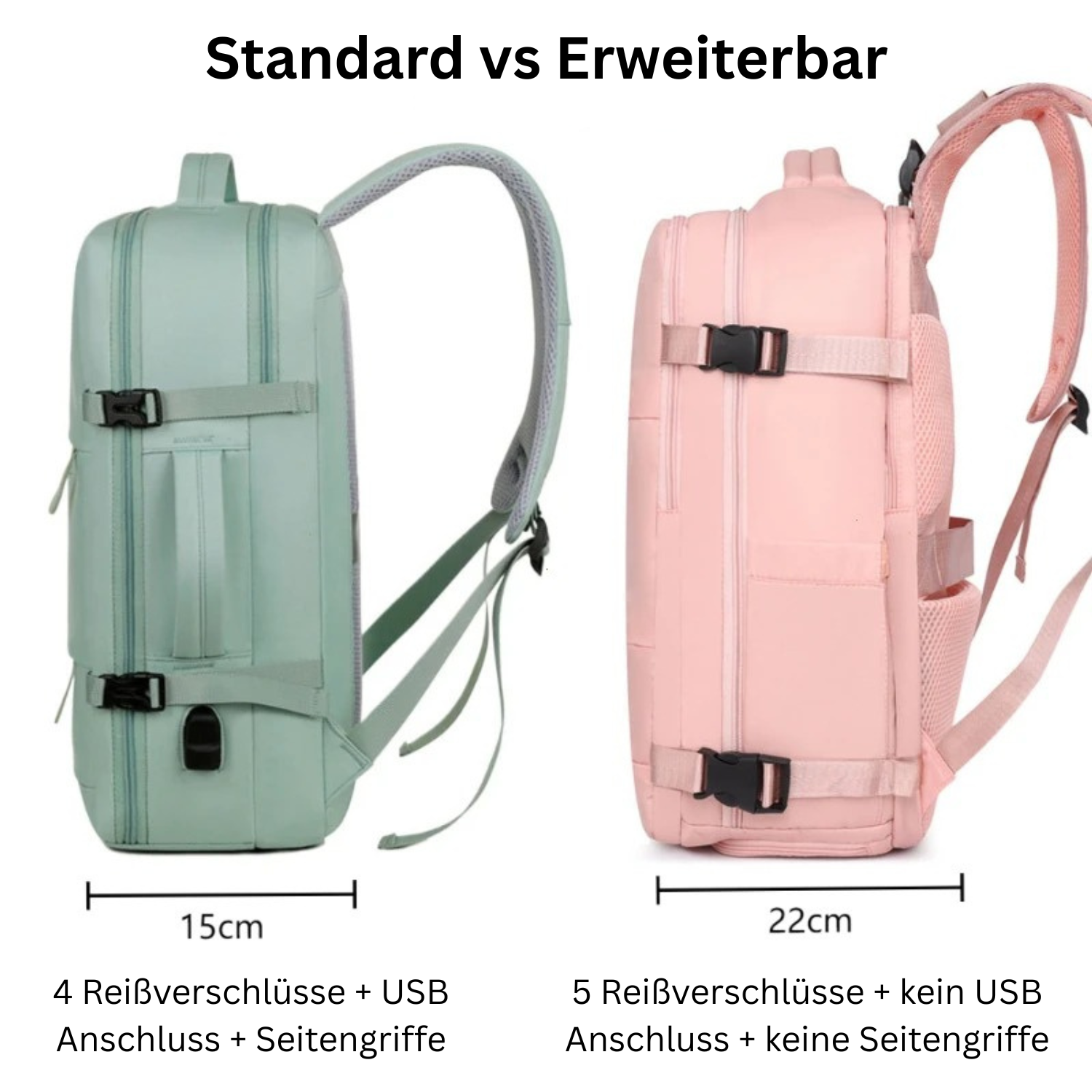 2 in 1 rucksack hand Tasche Damen standard gegen erweiterbar